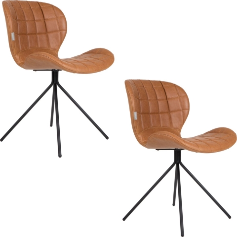 Zuiver OMG Eetkamerstoelen Kunstleer Bruin - Set van 2