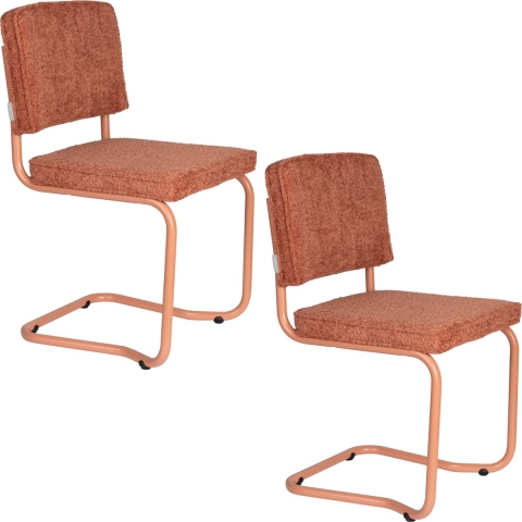 Zuiver Ridge Kink Eetkamerstoelen Soft Terra - Set van 2 - Terracotta