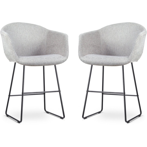 Nolon Nino-Otis Barkrukken Set van 2 - Lichtgrijs - Zwart - 65 cm