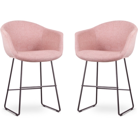 Nolon Nino-Otis Barkrukken Set van 2 - Zacht roze - Zwart - 65 cm