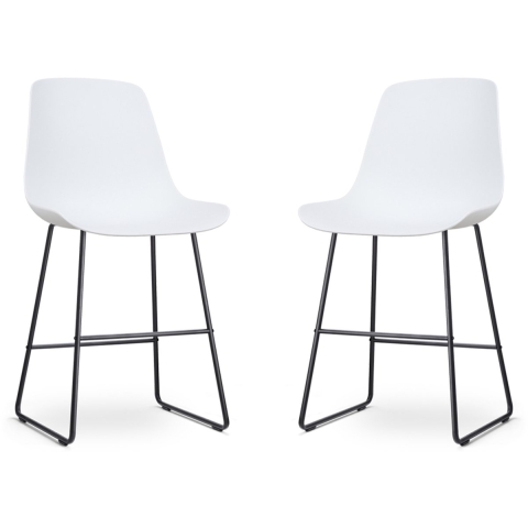 Nolon Nino-Pip barkruk wit - zwart onderstel - 65 cm - set van 2