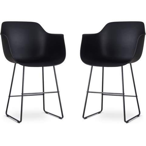 Nolon Nino-Puk barkruk zwart - zwart onderstel - 65 cm - set van 2