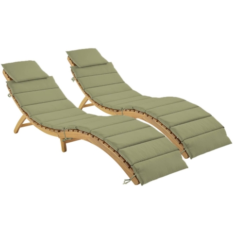 sweeek - Set van 2 acaciahouten ligstoelen