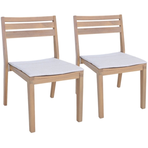 sweeek - Set van 2 acaciahouten tuinstoelen met kussen