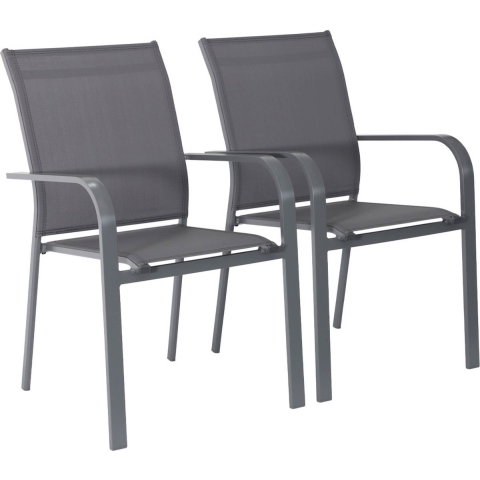 sweeek - Stapelen tuinstoelen van aluminium en textileen (Set van 2)