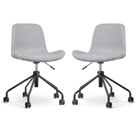 Nolon Nout-Fé Bureaustoelen Set van 2 - Lichtgrijs - Zwart Onderstel