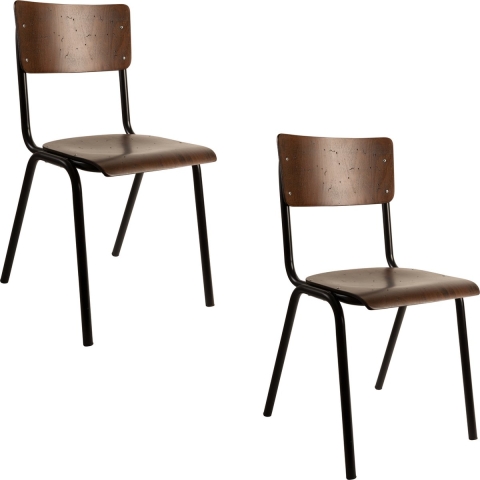 Dutchbone Set van 4 eetkamerstoelen Scuola
