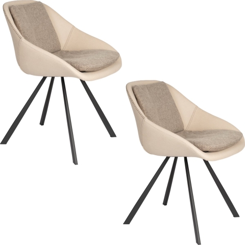 Dutchbone Wakefield Eetkamerstoelen Ivory - Set van 2 - Beige