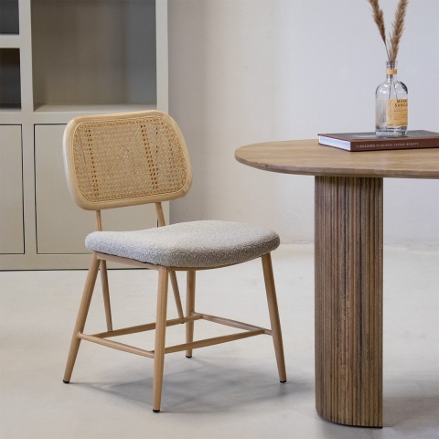 Giga Meubel - Eetkamerstoel Nienke Beige - Hout|Metaal