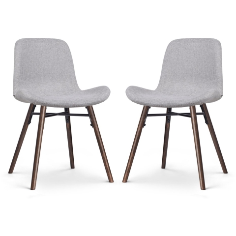 Nolon Nena-Fé Eetkamerstoelen Set van 2 - Lichtgrijs - Walnoot