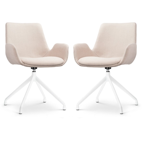 Nolon Nola-Eef Draaibare Eetkamerstoelen Beige - Wit - 2x