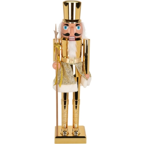 Notenkraker decoratie figuur/beeld - 80 cm - goud - kunststof - kerst -