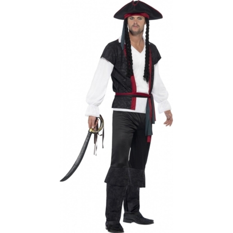 Piraten verkleedkleding kostuum Sparrow - voor heren - 4 delig - compleet 52-54 (L) -