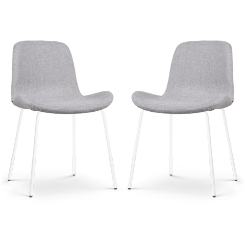 Nolon Nora-Fé Eetkamerstoelen Set van 2 - Lichtgrijs - Witte Poten