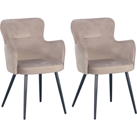 Pole to Pole Wing Eetkamerstoel - Velvet - Beige - Set van 2