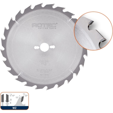Rotec HM schulpzaag zonder anti-terugslag, ø300x3,2x30mm Z=24 WZ - 5541010