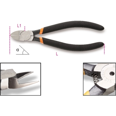 Beta Zijkniptang, handgreep voorzien van twee laags anti-slip PVC&apos; materiaal 1080D 45 - 010800045