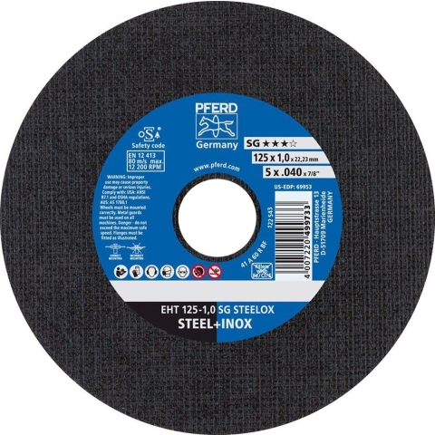 PFERD SG STEELOX 61331432 Doorslijpschijf recht 125 mm 25 stuk(s) RVS, Staal
