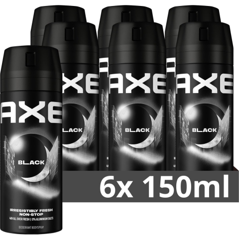 6x Axe Deodorant Bodyspray Black 150 ml