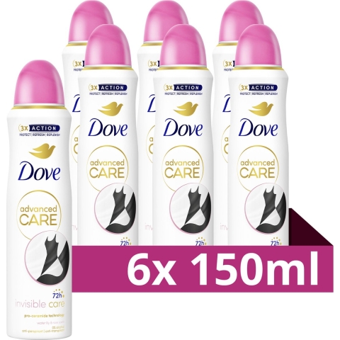 6x Dove Deodorant Spray Advanced Care Invisible Care 150 ml