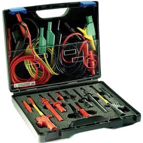 SKS Hirschmann PMS SKS Elektroinstallation Veiligheids-krokodilklemmenset Steekaansluiting 4 mm, Steekaansluiting 2 mm CAT III 1000 V Zwart, Rood, Geel, Groen