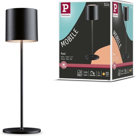 Paulmann 76998 Tuni LED-accutafellamp 2.8 W Warmwit Zwart (mat)