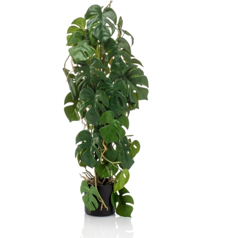Monstera 3 stems h75 cm kunstbloem zijde nepbloem - Emerald