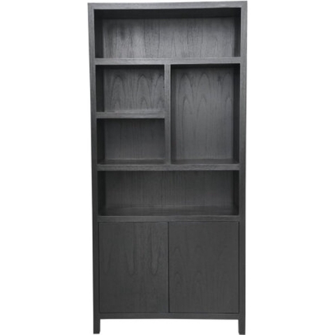 HSM - HSM Collection-Wandkast met 5 Vakken-100x42x215-Zwart-Teak