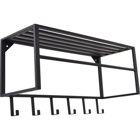LOFT42 Kapstok Ary - Zwart - Metaal - 6 haken en Roede - 80x40x30