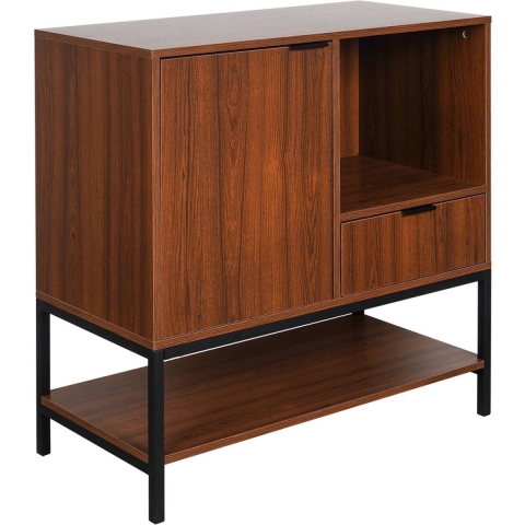 sweeek - 1-deurs walnootkleurig houten dressoir