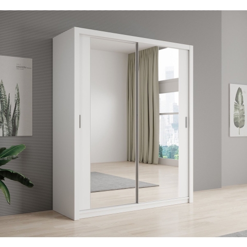 Meubella Kledingkast Blake - Wit - 180 cm - Met spiegel