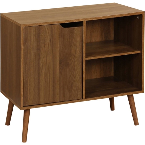 sweeek - Dressoir met walnoothout decor 1 deur, 2 planken, 80cm