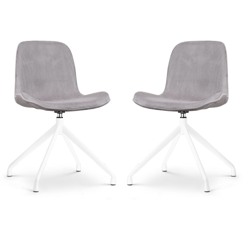 Nolon Nola-Fé Draaibare Eetkamerstoelen Set - Rib Warm Grijs - Wit