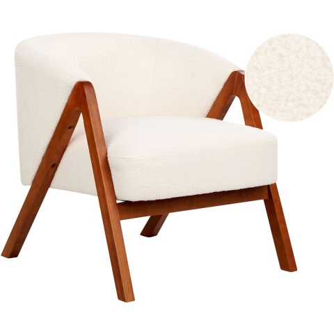 Beliani - SKEI - Fauteuil - Wit - Bouclé