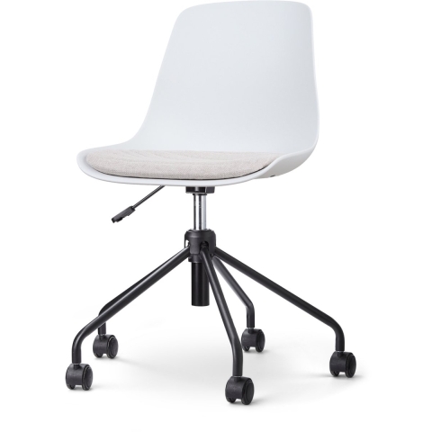 Nolon Nout-Liv Bureaustoel Wit - Beige Kussen - Zwart Onderstel