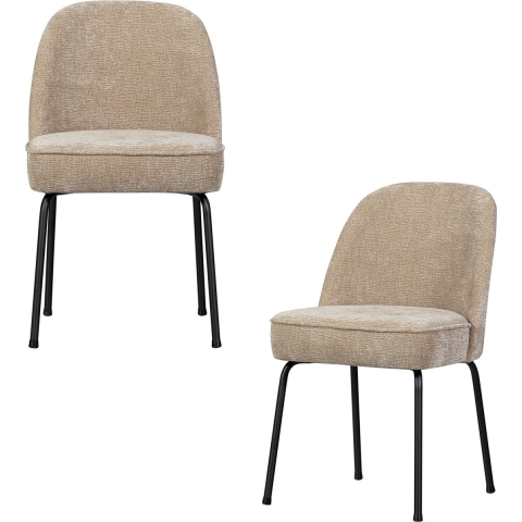 BePureHome Vogue Eetkamerstoelen - Polyester - Zand - Set van 2