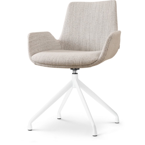 Nolon Nola-Eef Eetkamerstoel Beige Gemêleerd - Draaibaar Wit Onderstel