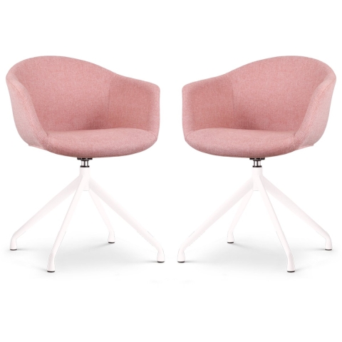 Nolon Nola-Otis Draaibare Eetkamerstoelen Set - Zacht Roze - Wit