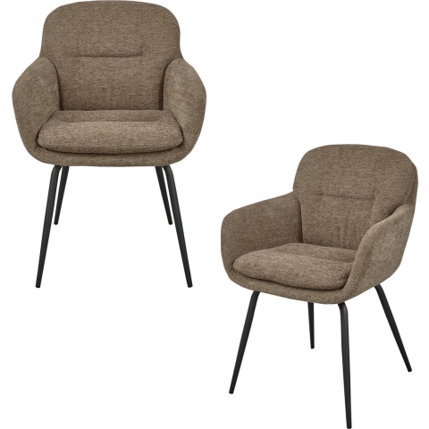 WOOOD Runa Eetkamerstoelen - Polyester - Donker Zand - Set van 2