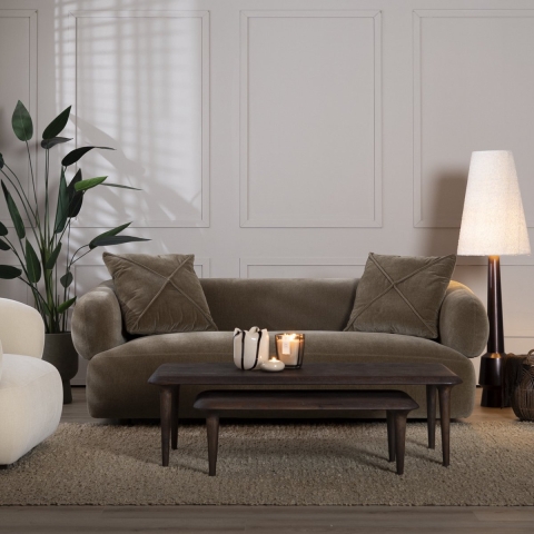 Bronx71 3-zitsbank Palermo velvet bruin