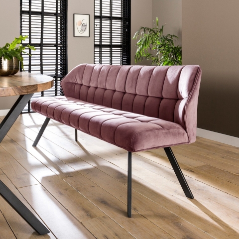 AnLi Style Eetkamerbank raster roze velours