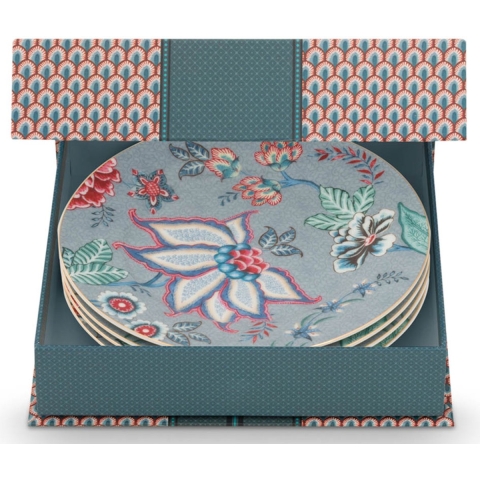 Pip Studio Borden - Flower Festival - Lichtblauw - Set van 4 - 17cm