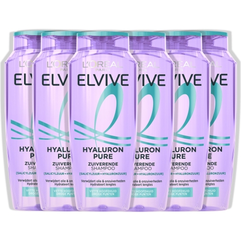 6x L'Oréal Elvive Hyaluron Pure Shampoo 250 ml