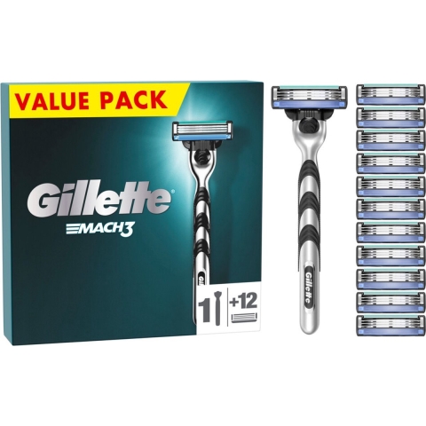 Gillette Scheermes Mach3 Value Pack - 1 Handvat + 12 Scheermesjes