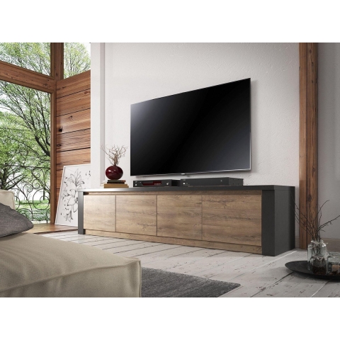 Meubella TV-Meubel Monaco - Eiken - Grijs - 4 deuren - 170 cm