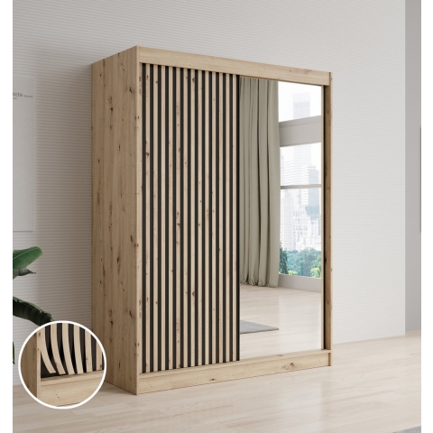 Meubella Kledingkast Lisbon 2 - Eiken - 150 cm - Met spiegel