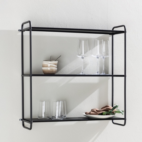 Nest living Freddy Metalen Wandrek Zwart - 63 x 62 cm