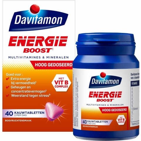 Gratis Verzending: 4x Davitamon Energie Boost Bosvruchten 40 kauwtabletten