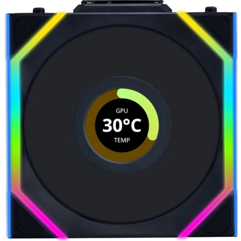 Lian Li Lian Li UNI FAN SL Wireless LCD Lüfter, ARGB, PWM - 120 mm, schwarz PC-ventilator Zwart (b x h x d) 120 x 124.5 x 28 mm