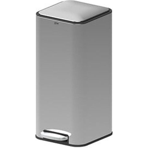 Prullenbak/pedaalemmer - zilver - rvs metaal - 30 liter - 35 x 29 x 63 cm - keuken - vierkant -
